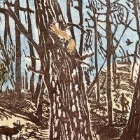 painting of woodland deer