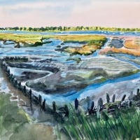 painting of a mudflats
